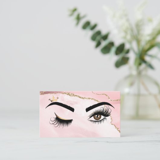 Makeup artist Wink Eye Beauty Blush Pink Agate Visitenkarte (Stehend Vorderseite)