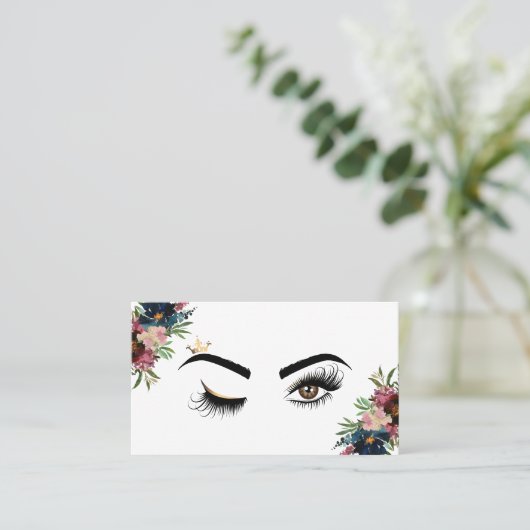 Makeup artist Wink Eye Beauty Burgundy Floral Visitenkarte (Stehend Vorderseite)
