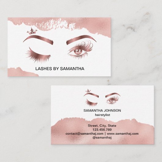 Makeup artist Wink Eye Beauty Salon Lash Extension Visitenkarte (Vorne/Hinten)