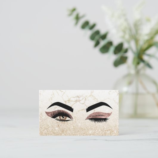 Makeup artist Wink Eye Lashes Rose Gold Marmor Visitenkarte (Stehend Vorderseite)
