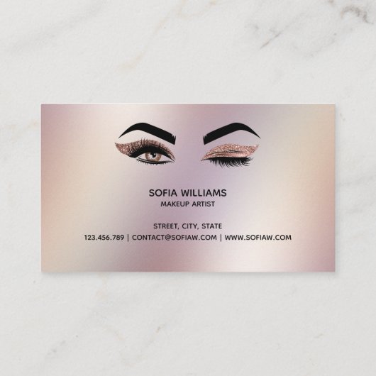 Makeup artist Wink Eye Lashes Rose Gold Visitenkarte (Rückseite)