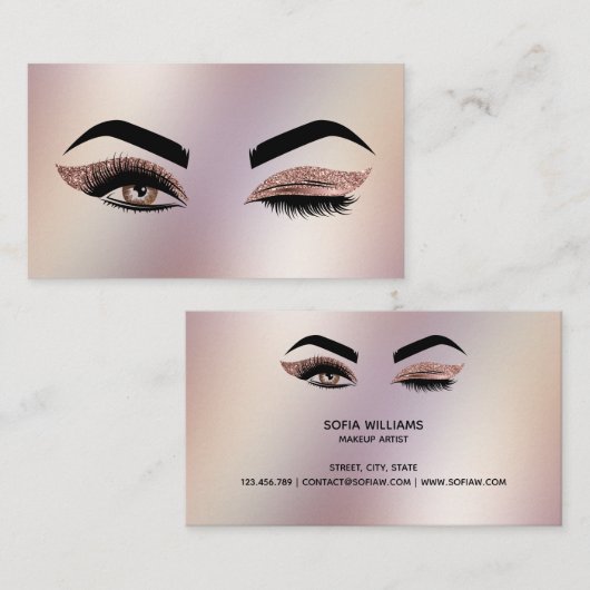 Makeup artist Wink Eye Lashes Rose Gold Visitenkarte (Vorne/Hinten)
