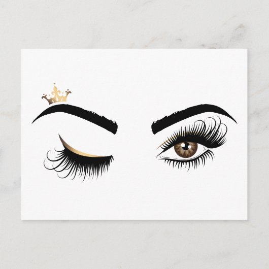 Makeup artist Wink Eye Queen Crown Lash Extension Postkarte (Vorderseite)