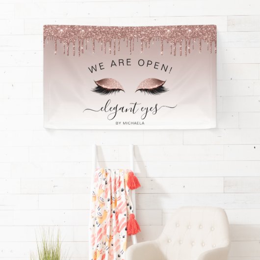 Makeup Artist Wir sind Open Rose Gold Glitzer Eyes Banner (Insitu)