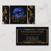 Makeup Artist with Marble Gold & Blue Accents Visitenkarte (Vorne/Hinten)