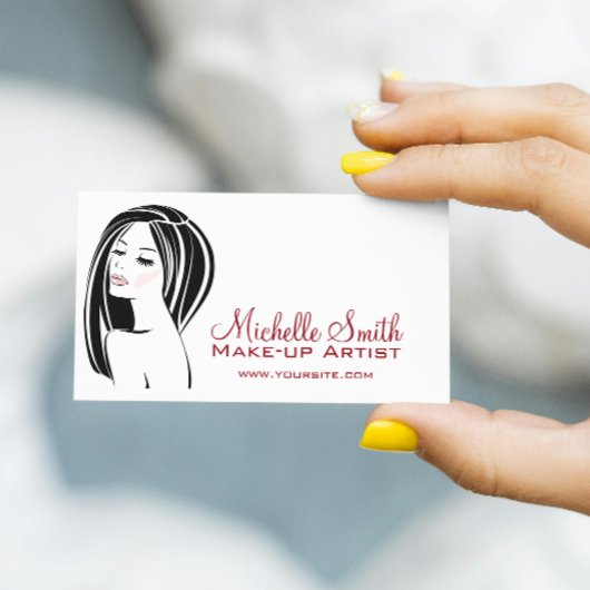 Makeup artist Woman konfrontiert lange Wimpern Bra Visitenkarte