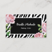 Makeup Artist Zebra Rose Glam Visitenkarte (Vorderseite)