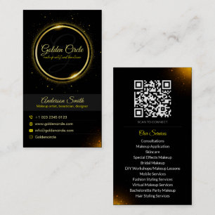 Makeup artistisch, beautician, Gold Glitzer Circle Visitenkarte
