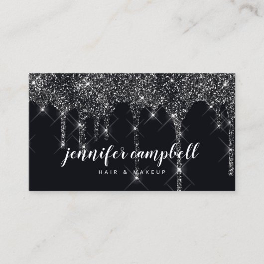 Makeup artistisch haar stylist Glitzer Tropfen sch Visitenkarte (Vorderseite)