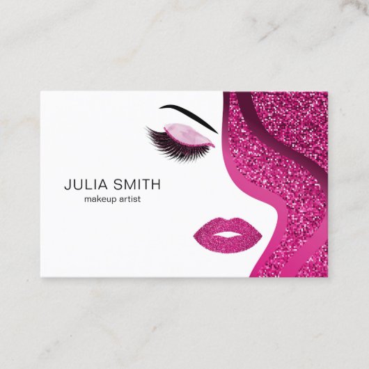 Makeup artistische Visitenkarte mit Glitzer-Effekt (Vorderseite)