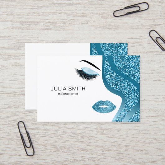 Makeup artistische Visitenkarte mit Glitzer-Effekt (Vorderseite/Rückseite Beispiel)