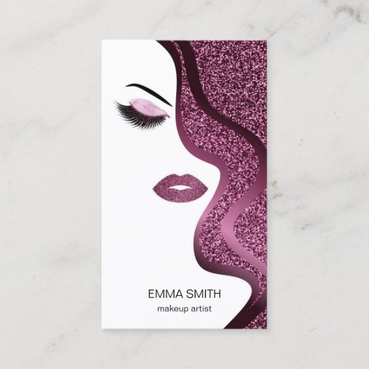 Makeup artistische Visitenkarte mit Glitzer-Effekt (Vorderseite)