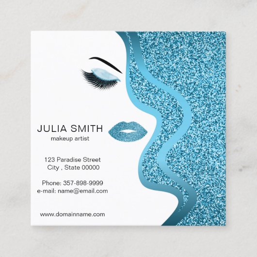 Makeup artistische Visitenkarte mit Glitzer-Effekt (Vorderseite)