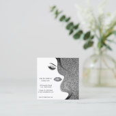 Makeup artistische Visitenkarte mit Glitzer-Effekt (Stehend Vorderseite)
