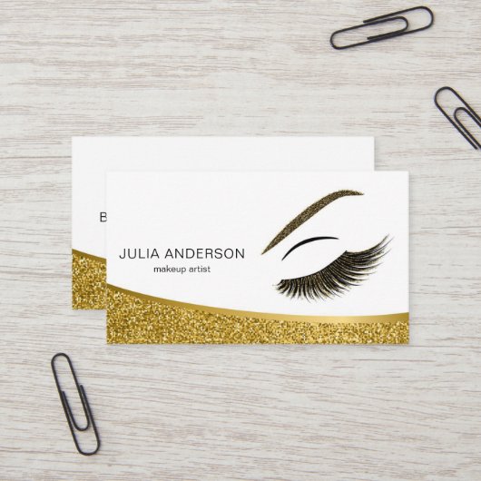 Makeup artistische Visitenkarte mit Glitzer-Effekt (Vorderseite/Rückseite Beispiel)