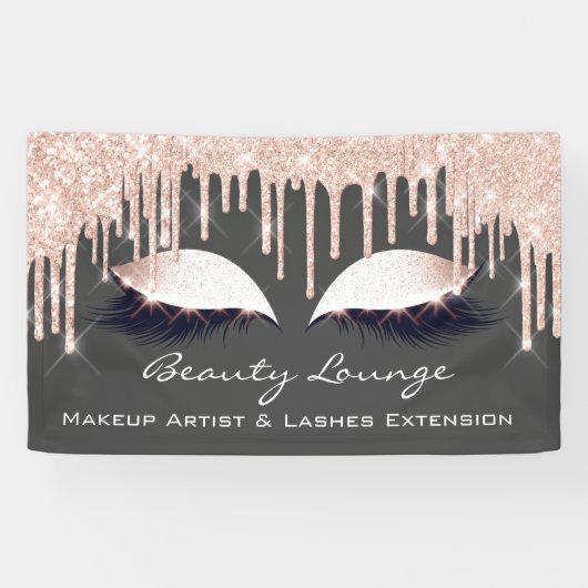 Makeup ArtistLashes Extension Rose Gold Gray Eyes Banner (Horizontal)