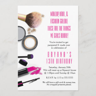 Makeup Beauty Glamour Geburtstagsparty Einladung