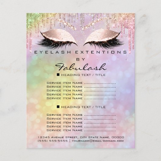 Makeup Beauty Glitzer Preise Lash Holograph Pastel Flyer (Vorne)