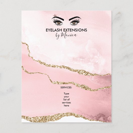 Makeup Beauty Lashes Salon Blush Pink Girly Modern Flyer (Hinten)