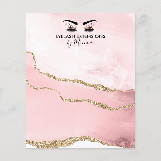 Makeup Beauty Lashes Salon Blush Pink Girly Modern Flyer (Hinten)