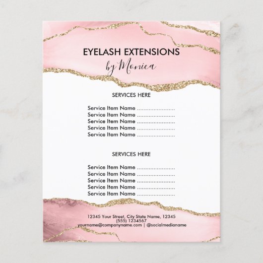 Makeup Beauty Lashes Salon Blush Pink Girly Modern Flyer (Vorne)
