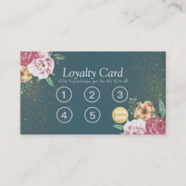 Makeup Beauty Loyalty Card Blumengrün Glitzer Treuekarte