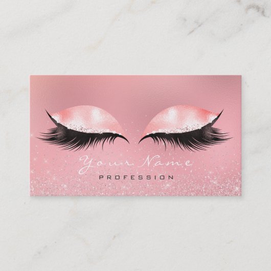 Makeup Beauty Pink Rose White Glass Lashes Glitzer Visitenkarte (Vorderseite)