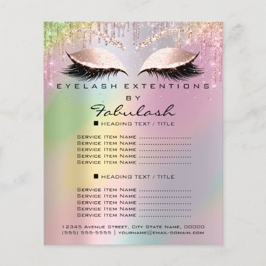 Makeup Beauty Price List Lash Holograph Tropfen Ro Flyer (Vorne)