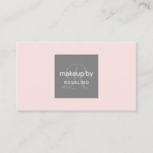 Makeup Beauty Salon Einfach rosa Grau Monogram Visitenkarte