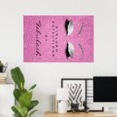 Makeup Beauty Salon Eyebrow Name Silver Pink Poster (Heimbüro)