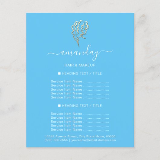 Makeup Beauty Salon Friseur Logo Gold Blau Flyer (Vorne)