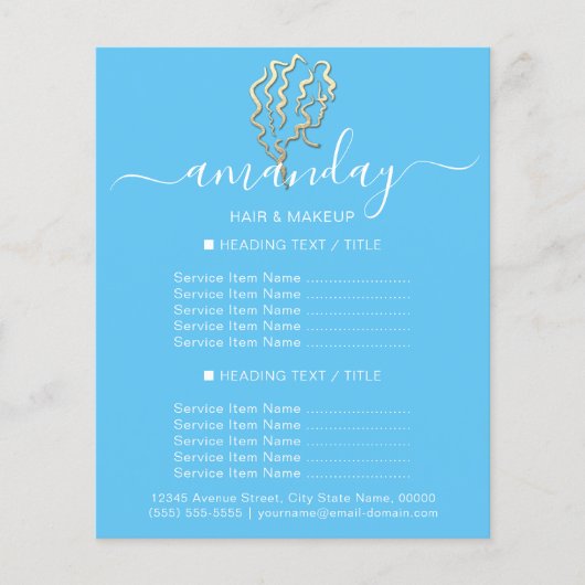 Makeup Beauty Salon Friseur Logo Gold Blau Flyer (Vorne)