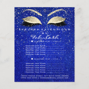 Makeup Beauty Salon Glitzer Flyer Gold Cobalt Blue