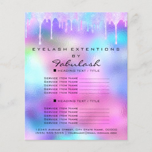 Makeup Beauty Salon Glitzer Holograph Pink Unicorn Flyer (Vorne)