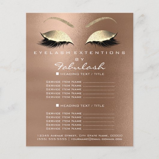 Makeup Beauty Salon Gold Glitzer Flyer Coffe Lux (Vorne)