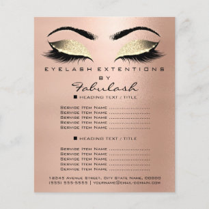 Makeup Beauty Salon Gold Glitzer Flyer Skinny Lash