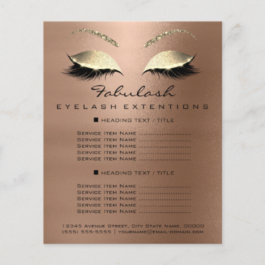 Makeup Beauty Salon Gold Glitzer Flyer Skinny Lux1 (Vorne)