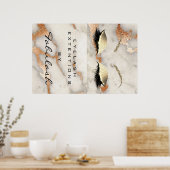 Makeup Beauty Salon Marble Lash Name Korallenmarmo Poster (Küche)
