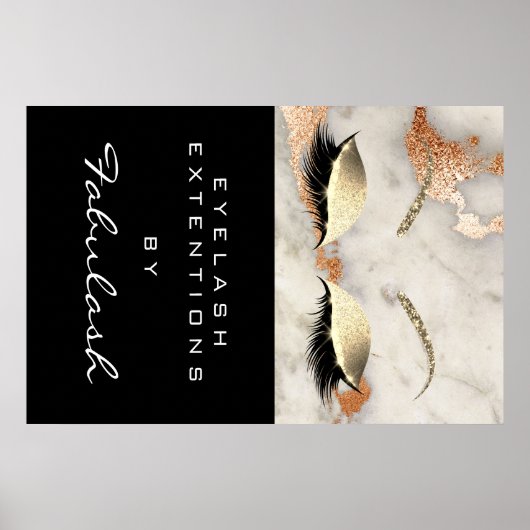Makeup Beauty Salon Marmor Lash Name Copper Marmor Poster (Vorne)