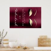 Makeup Beauty Salon Name Gold Burgundy Eyebrows Poster (Küche)