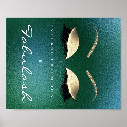 Makeup Beauty Salon Name Gold Lashes Tropical Poster (Vorne)