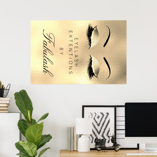 Makeup Beauty Salon Name Gold Luxus Augenbrauen Poster (Heimbüro)