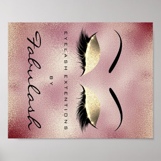 Makeup Beauty Salon Name Gold RoseGlitter Eyebrows Poster (Vorne)