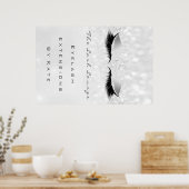 Makeup Beauty Salon Name Gray Silver Spark Lashes Poster (Küche)