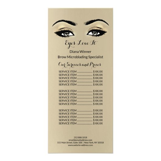 Makeup Beauty Salon Name Microblanding Lashes Werbekarte (Vorne)