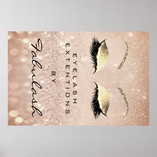 Makeup Beauty Salon Name Rose Gold Blush Eyebrow Poster (Vorne)