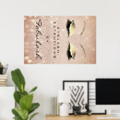Makeup Beauty Salon Name Rose Gold Blush Eyebrow Poster (Heimbüro)