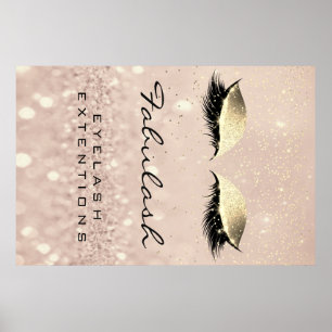 Makeup Beauty Salon Name Rose Gold Glam Eyebrow Poster