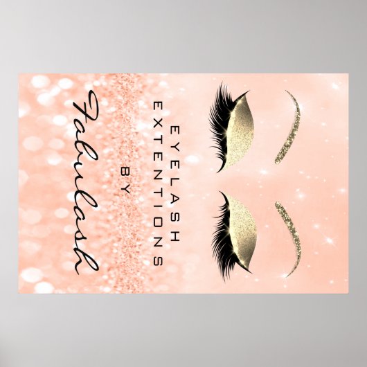 Makeup Beauty Salon Name Rose Gold Peach Eyebrow Poster (Vorne)