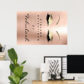 Makeup Beauty Salon Name Rose Gold Pink Augenbraue Poster (Heimbüro)